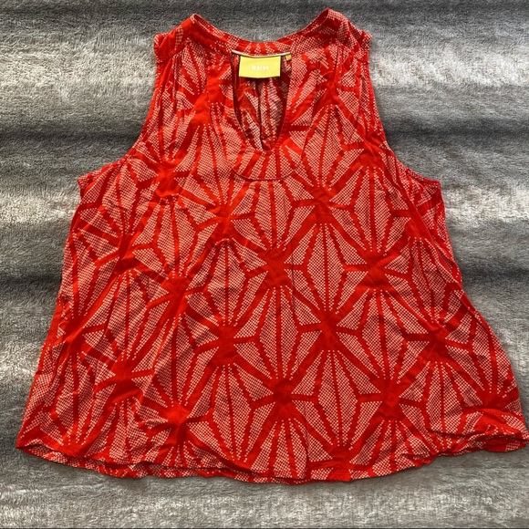 Anthropologie Maeve Emma Tank Top Orange Geometric - Picture 2 of 6